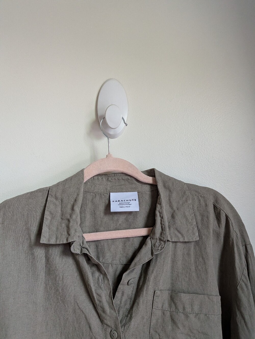 PARACHUTE Beige Linen Oversized Minimalist Contemporary Button-Up Shirt Small - Picture 3 of 12